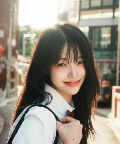 자연스럽게 웃는 표정을 담은 유화의 인물 사진